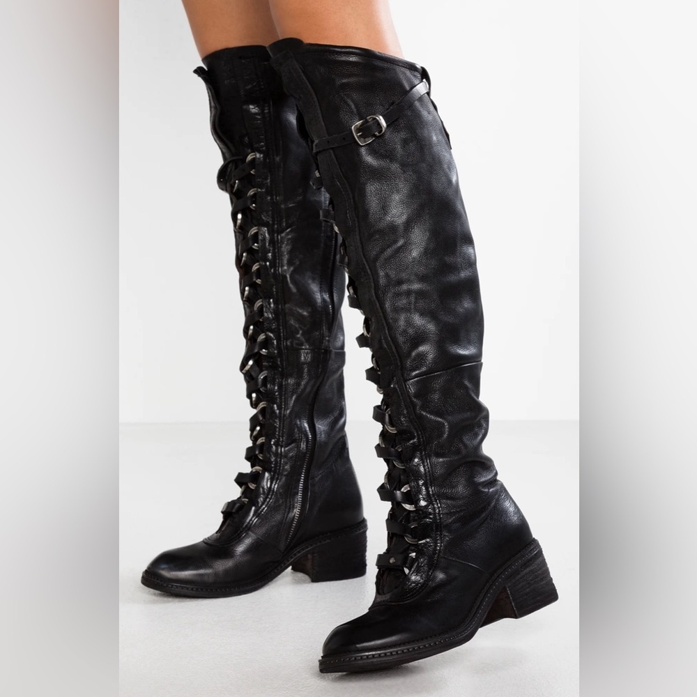 A.S.98 Yoko - Rare Black Leather Knee-High Boots - EU 38 / US 8 EUC w/ Box